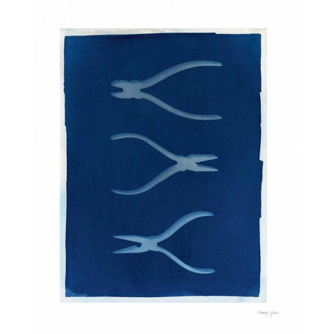 Cyanotype Tools XI White Modern Wood Framed Art Print by Green, Nancy