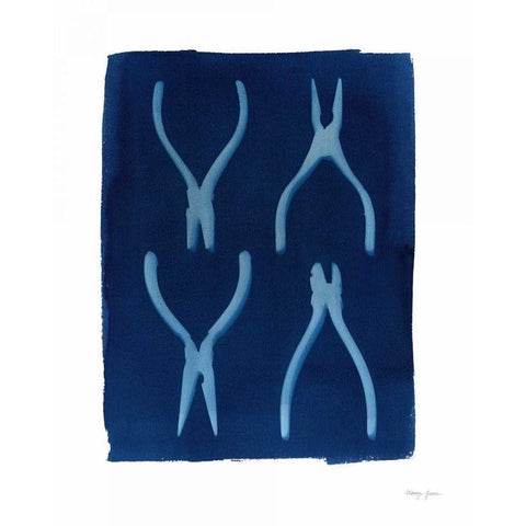 Cyanotype Tools XII Gold Ornate Wood Framed Art Print with Double Matting by Green, Nancy