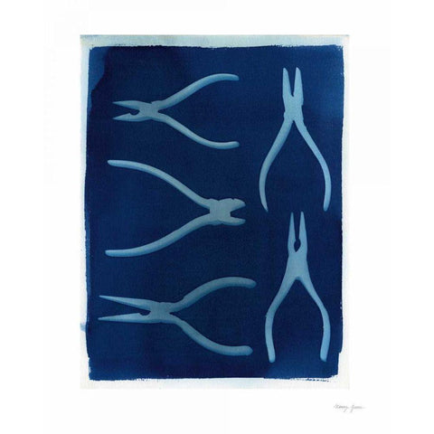 Cyanotype Tools XIII Black Modern Wood Framed Art Print by Green, Nancy