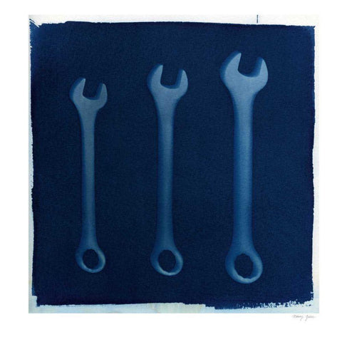 Cyanotype Tools XV White Modern Wood Framed Art Print with Double Matting by Green, Nancy