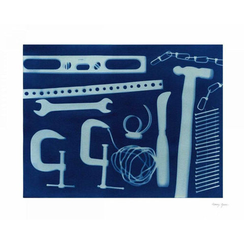 Cyanotype Tools XVII White Modern Wood Framed Art Print by Green, Nancy