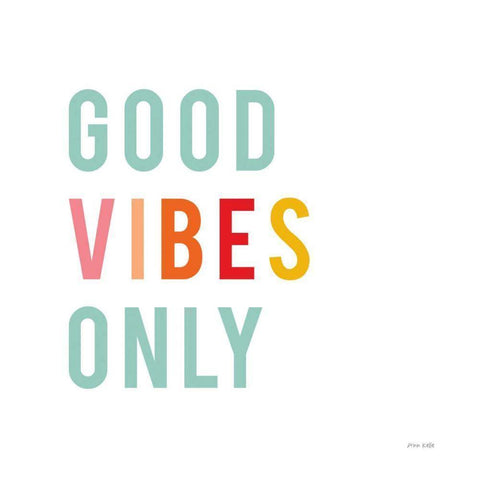 Good Vibes Only Pastel White Modern Wood Framed Art Print by Kelle, Ann