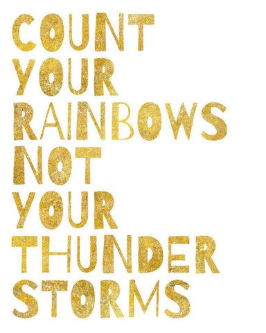 Count Your Rainbows Gold White Modern Wood Framed Art Print with Double Matting by Wild Apple Portfolio