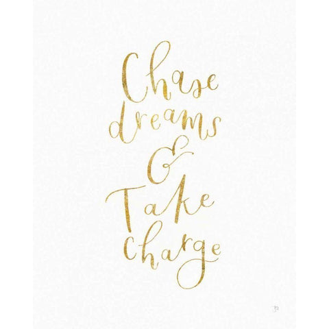 Chase Dreams and Take Charge Gold Black Modern Wood Framed Art Print with Double Matting by Jackson, Jenaya