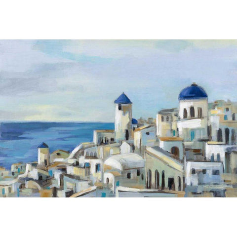 Santorini View I White Modern Wood Framed Art Print by Vassileva, Silvia