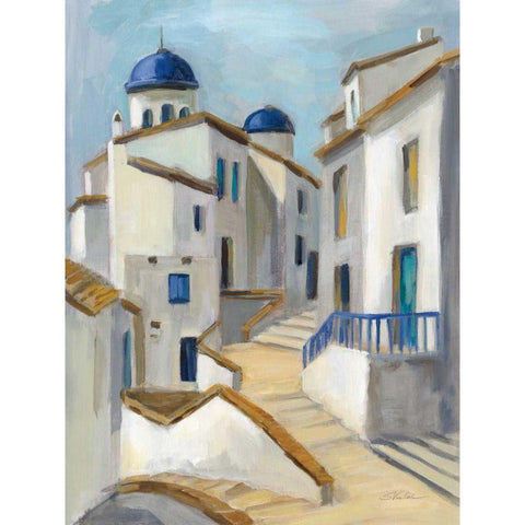 Santorini View II White Modern Wood Framed Art Print by Vassileva, Silvia