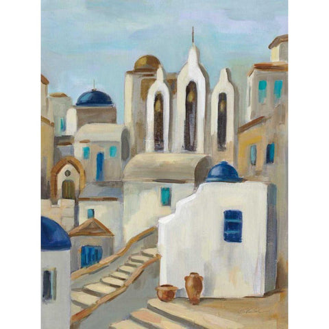 Santorini View III Black Modern Wood Framed Art Print with Double Matting by Vassileva, Silvia