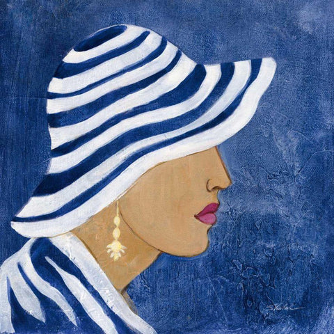 Lady with Hat I Black Modern Wood Framed Art Print with Double Matting by Vassileva, Silvia