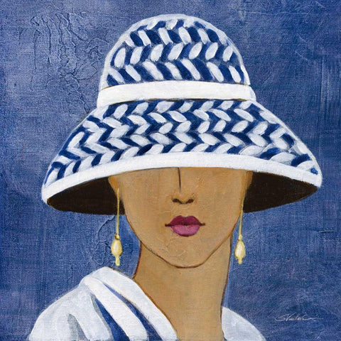 Lady with Hat II White Modern Wood Framed Art Print with Double Matting by Vassileva, Silvia