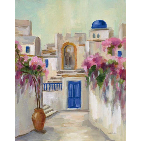 Santorini Street II Gold Ornate Wood Framed Art Print with Double Matting by Vassileva, Silvia