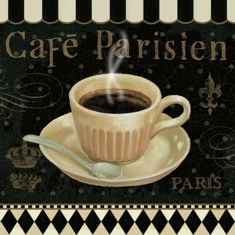 Cafe Parisien I White Modern Wood Framed Art Print with Double Matting by Brissonnet, Daphne