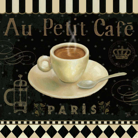Cafe Parisien II White Modern Wood Framed Art Print with Double Matting by Brissonnet, Daphne
