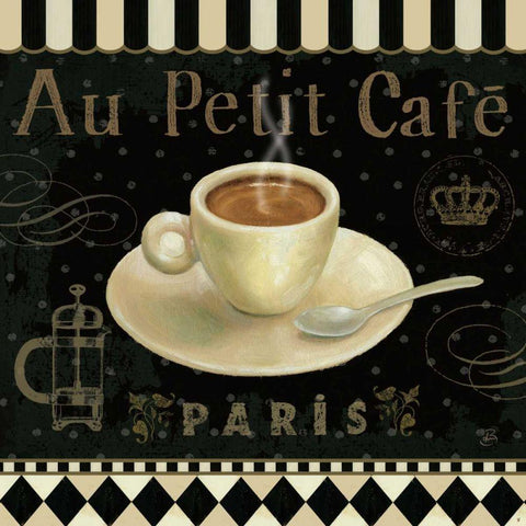 Cafe Parisien II Black Ornate Wood Framed Art Print with Double Matting by Brissonnet, Daphne