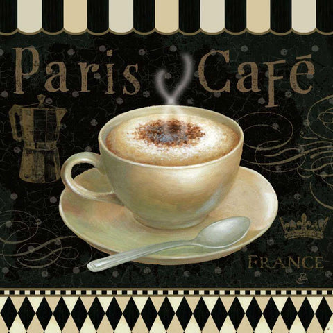Cafe Parisien III Black Ornate Wood Framed Art Print with Double Matting by Brissonnet, Daphne