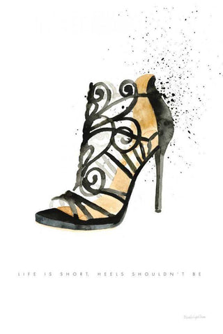 Stiletto Style II White Modern Wood Framed Art Print with Double Matting by Charro, Mercedes Lopez