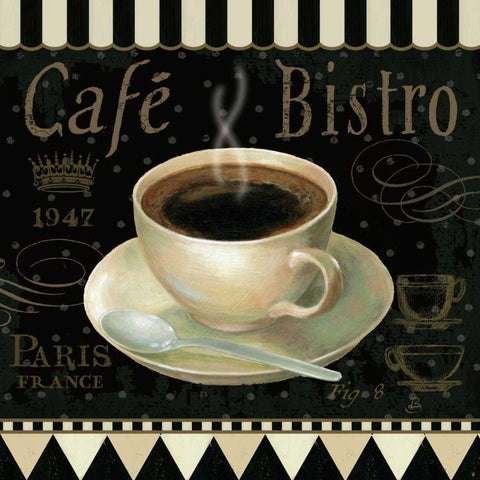 Cafe Parisien IV Black Modern Wood Framed Art Print with Double Matting by Brissonnet, Daphne