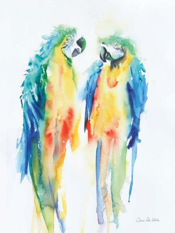Colorful Parrots I Black Ornate Wood Framed Art Print with Double Matting by Valle, Aimee Del