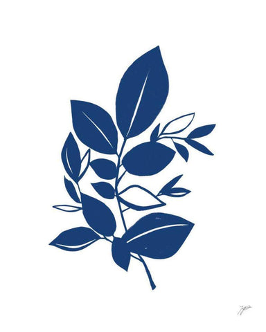 Bay Leaves Blue I Black Ornate Wood Framed Art Print with Double Matting by Panganiban, Karyn