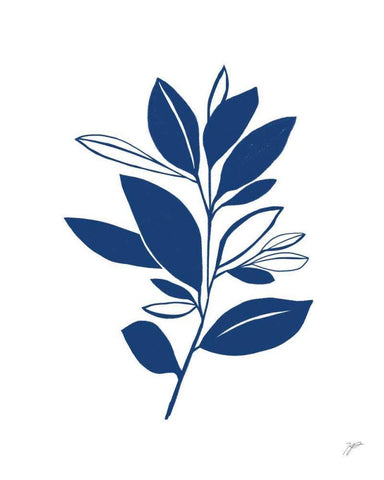 Bay Leaves Blue II Black Ornate Wood Framed Art Print with Double Matting by Panganiban, Karyn