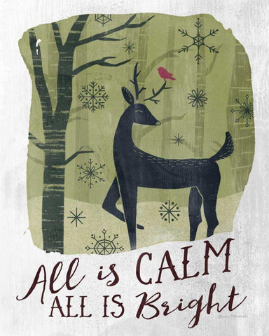 Woodland Wishes I Green White Modern Wood Framed Art Print with Double Matting by Marshall, Laura
