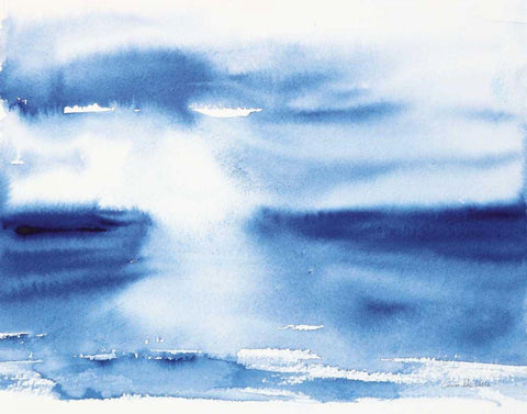 Ocean Blue III White Modern Wood Framed Art Print with Double Matting by Valle, Aimee Del