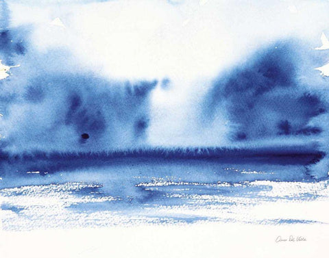 Ocean Blue IV White Modern Wood Framed Art Print with Double Matting by Valle, Aimee Del