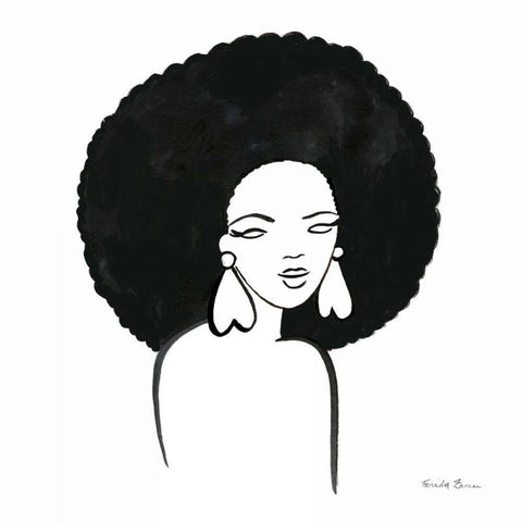 Afro Girl I White Modern Wood Framed Art Print with Double Matting by Zaman, Farida