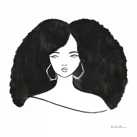 Afro Girl II White Modern Wood Framed Art Print by Zaman, Farida