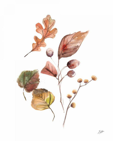 Pieces of Autumn I Black Ornate Wood Framed Art Print with Double Matting by Panganiban, Karyn