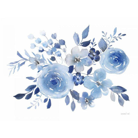 Fresh Blue Bower I White Modern Wood Framed Art Print by Nai, Danhui