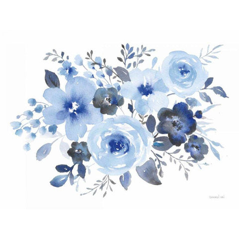 Fresh Blue Bower II White Modern Wood Framed Art Print by Nai, Danhui