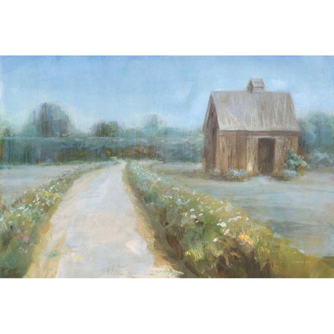 Road to the Fields White Modern Wood Framed Art Print by Nai, Danhui