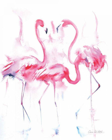 Flamingo Trio Black Ornate Wood Framed Art Print with Double Matting by Valle, Aimee Del