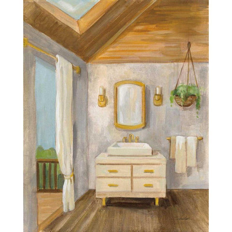 Attic Bathroom I Black Modern Wood Framed Art Print with Double Matting by Vassileva, Silvia