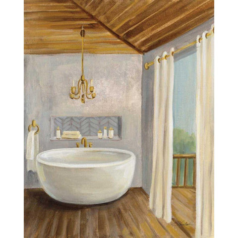 Attic Bathroom II Gold Ornate Wood Framed Art Print with Double Matting by Vassileva, Silvia