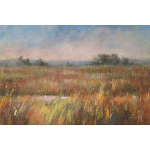 Autumn Fields White Modern Wood Framed Art Print by Nai, Danhui