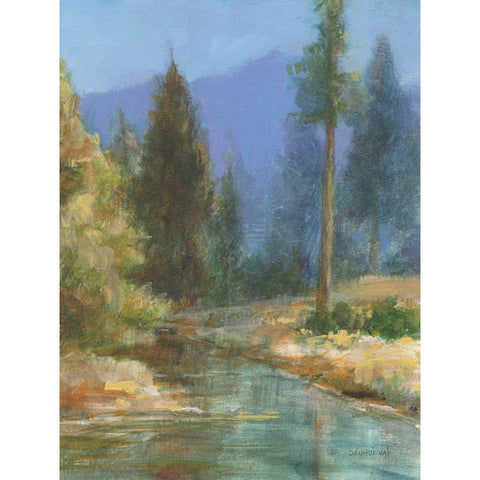 Western Pines White Modern Wood Framed Art Print by Nai, Danhui