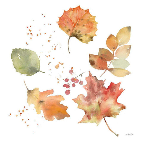 Falling Leaves I Gold Ornate Wood Framed Art Print with Double Matting by Pete, Katrina