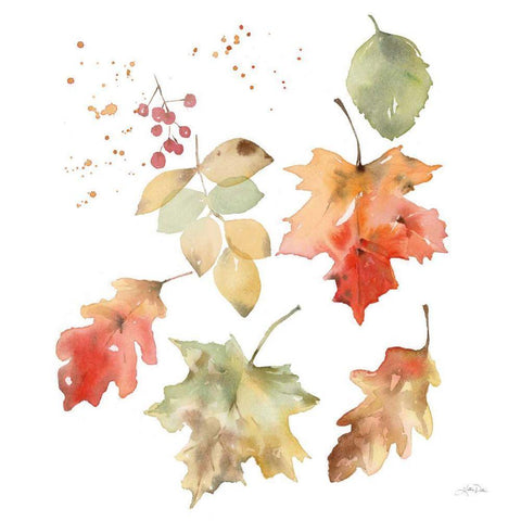 Falling Leaves II Gold Ornate Wood Framed Art Print with Double Matting by Pete, Katrina