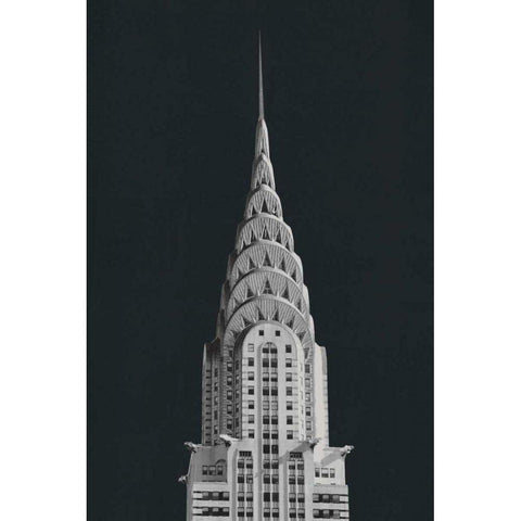 Chrysler Building on Black Black Modern Wood Framed Art Print with Double Matting by Wild Apple Portfolio