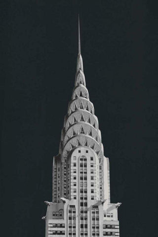 Chrysler Building on Black Black Ornate Wood Framed Art Print with Double Matting by Wild Apple Portfolio