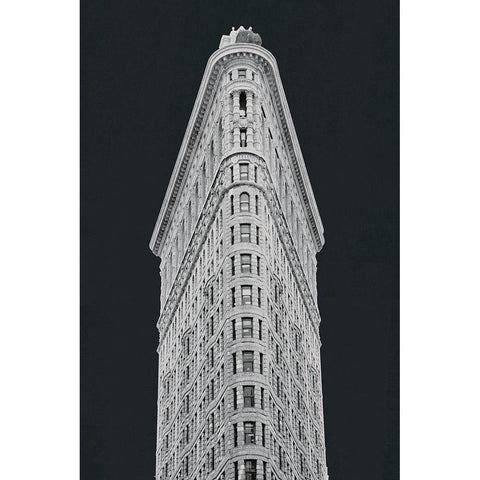 Flatiron Building on Black White Modern Wood Framed Art Print by Wild Apple Portfolio