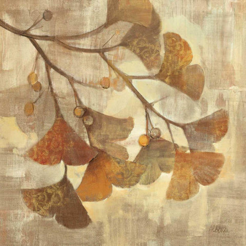 Ginkgo Black Modern Wood Framed Art Print with Double Matting by Hristova, Albena