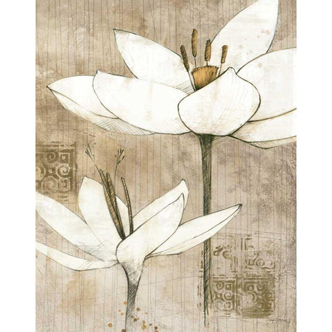 Pencil Florals I White Modern Wood Framed Art Print by Tillmon, Avery