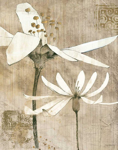 Pencil Florals II White Modern Wood Framed Art Print with Double Matting by Tillmon, Avery