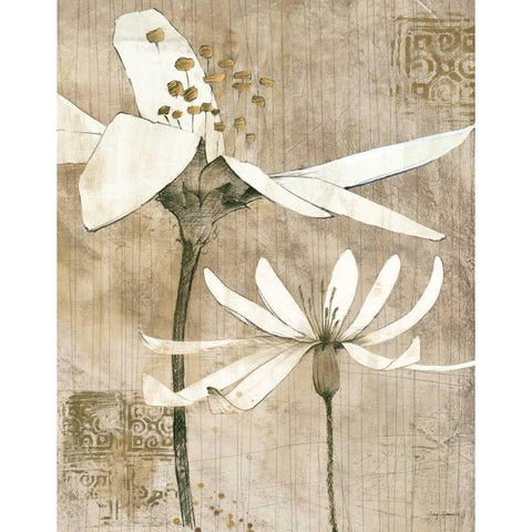 Pencil Florals II Gold Ornate Wood Framed Art Print with Double Matting by Tillmon, Avery