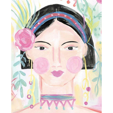 Boho Lady V White Modern Wood Framed Art Print by Zaman, Farida