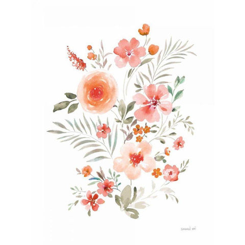 Floral Serenade IV White Modern Wood Framed Art Print by Nai, Danhui