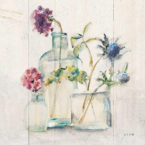 Blossoms II Light White Modern Wood Framed Art Print by Blum, Cheri