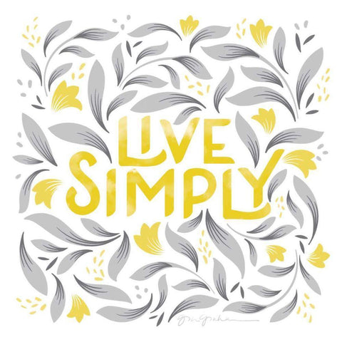 Calm Words I Yellow Gray White Modern Wood Framed Art Print with Double Matting by Graham, Gia